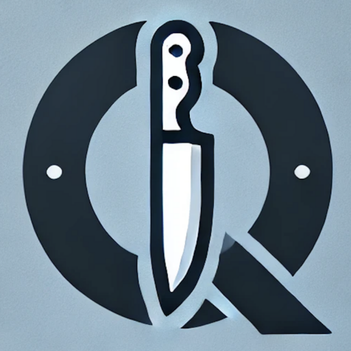 This is the site logo for QuickDinnerIdeas.co. It features a knife cutting the letter Q.